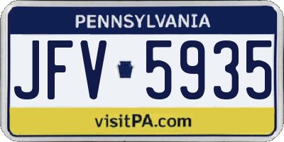 PA license plate JFV5935
