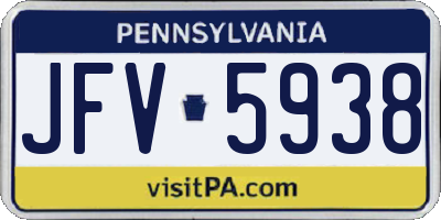 PA license plate JFV5938