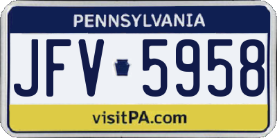 PA license plate JFV5958