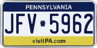 PA license plate JFV5962