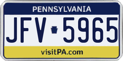 PA license plate JFV5965