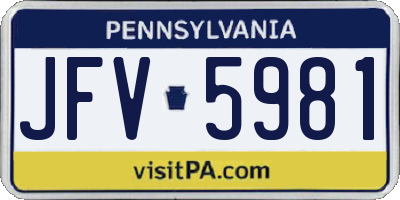 PA license plate JFV5981