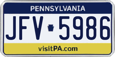 PA license plate JFV5986