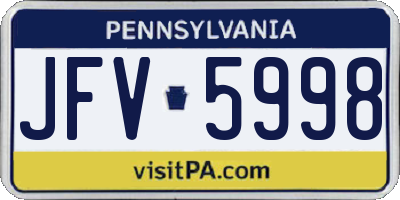 PA license plate JFV5998