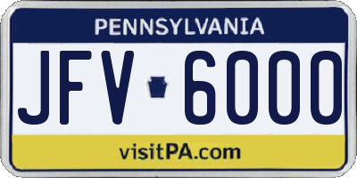 PA license plate JFV6000
