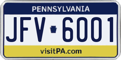 PA license plate JFV6001