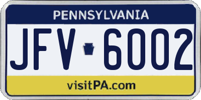 PA license plate JFV6002