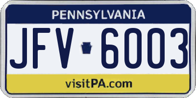 PA license plate JFV6003
