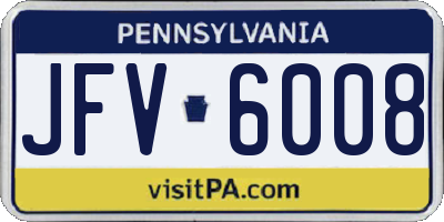 PA license plate JFV6008