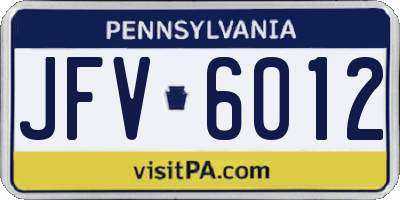 PA license plate JFV6012