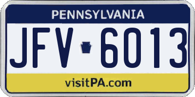 PA license plate JFV6013