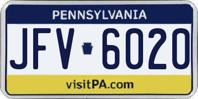PA license plate JFV6020