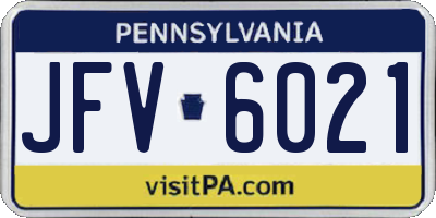 PA license plate JFV6021