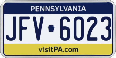 PA license plate JFV6023