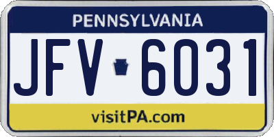 PA license plate JFV6031