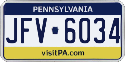 PA license plate JFV6034