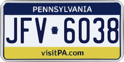 PA license plate JFV6038