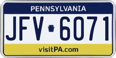 PA license plate JFV6071