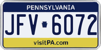 PA license plate JFV6072