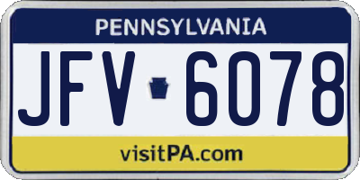 PA license plate JFV6078