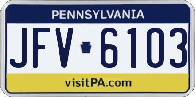 PA license plate JFV6103