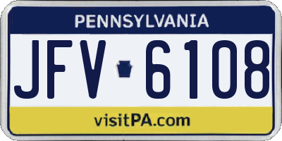 PA license plate JFV6108