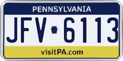 PA license plate JFV6113