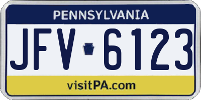 PA license plate JFV6123