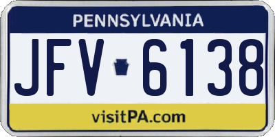 PA license plate JFV6138