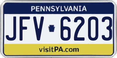 PA license plate JFV6203
