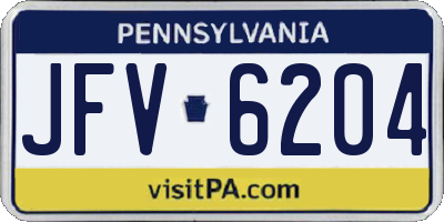 PA license plate JFV6204