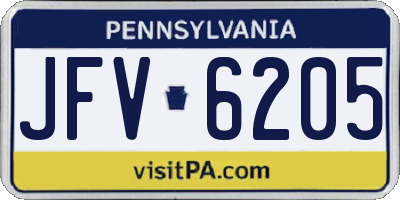 PA license plate JFV6205