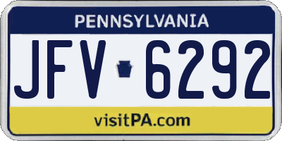 PA license plate JFV6292
