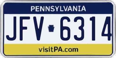 PA license plate JFV6314