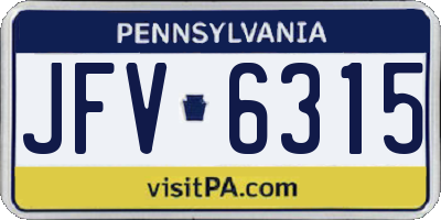 PA license plate JFV6315