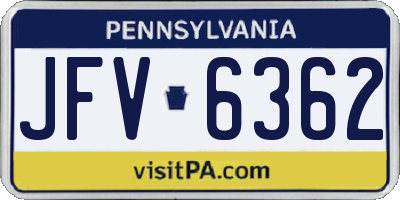 PA license plate JFV6362