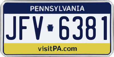 PA license plate JFV6381