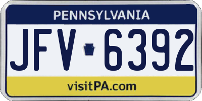 PA license plate JFV6392