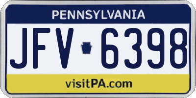 PA license plate JFV6398