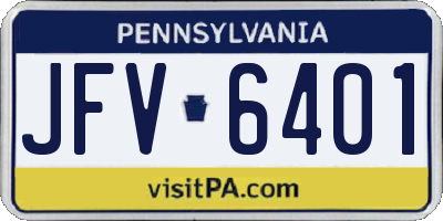 PA license plate JFV6401
