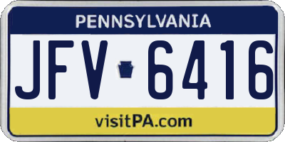 PA license plate JFV6416