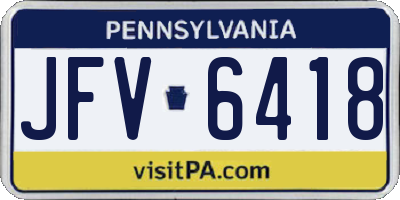 PA license plate JFV6418