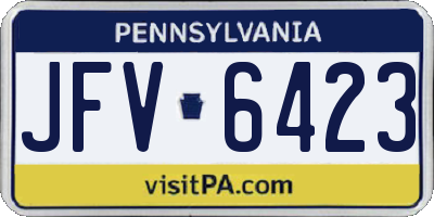 PA license plate JFV6423