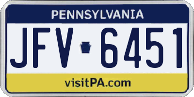 PA license plate JFV6451
