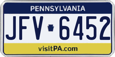 PA license plate JFV6452