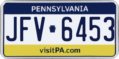 PA license plate JFV6453
