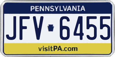 PA license plate JFV6455