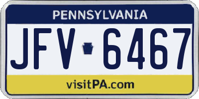 PA license plate JFV6467