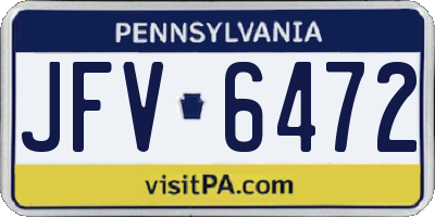 PA license plate JFV6472