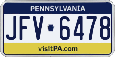 PA license plate JFV6478
